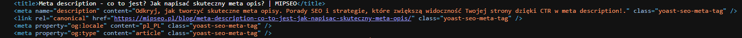 meta description w kodzie HTML